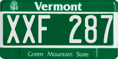 VT license plate XXF287