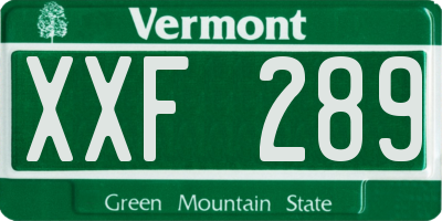 VT license plate XXF289