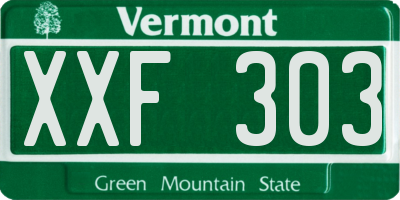 VT license plate XXF303