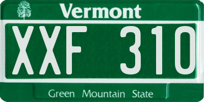 VT license plate XXF310