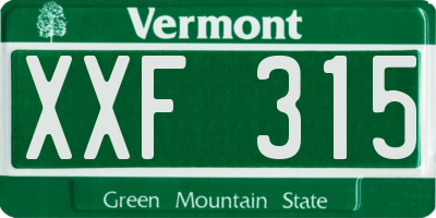 VT license plate XXF315
