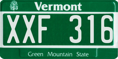 VT license plate XXF316