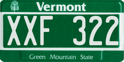 VT license plate XXF322