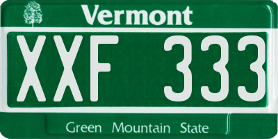VT license plate XXF333