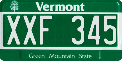 VT license plate XXF345
