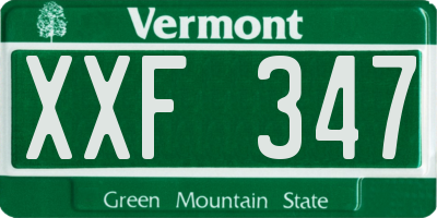 VT license plate XXF347