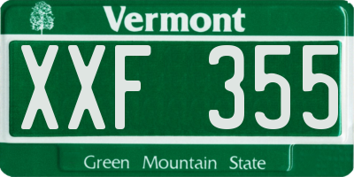VT license plate XXF355