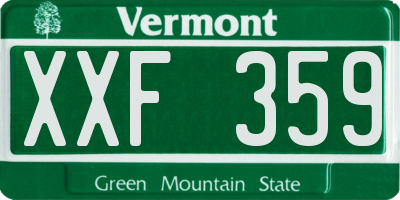 VT license plate XXF359