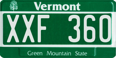 VT license plate XXF360