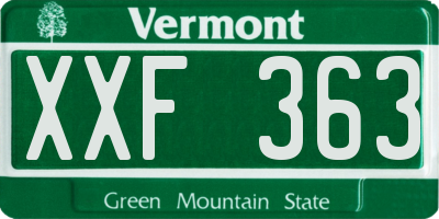 VT license plate XXF363