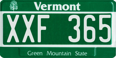VT license plate XXF365