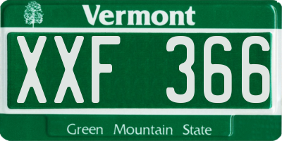VT license plate XXF366