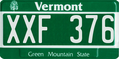 VT license plate XXF376