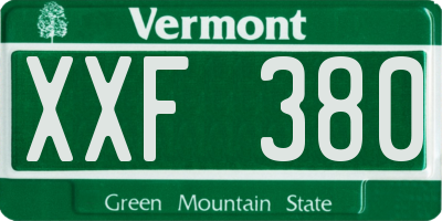 VT license plate XXF380
