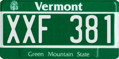 VT license plate XXF381