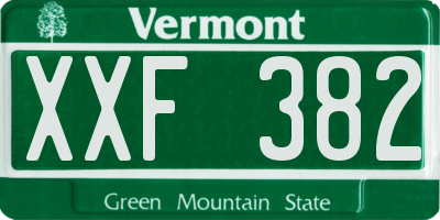 VT license plate XXF382