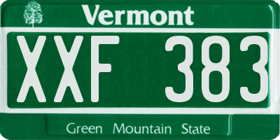 VT license plate XXF383