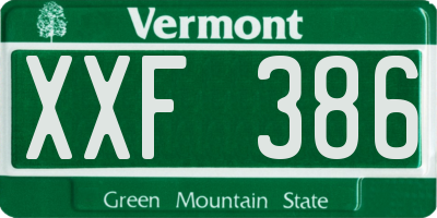 VT license plate XXF386