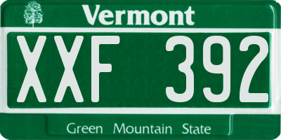 VT license plate XXF392