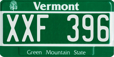 VT license plate XXF396