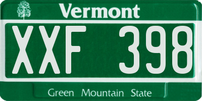 VT license plate XXF398