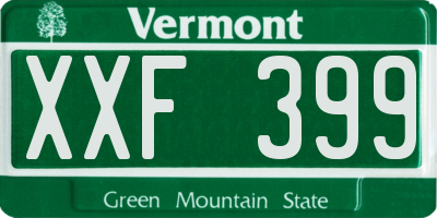 VT license plate XXF399