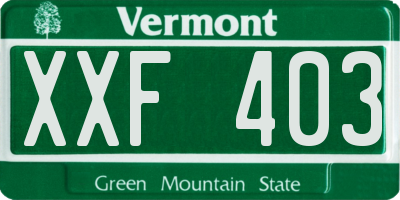 VT license plate XXF403