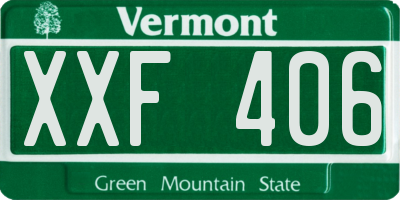 VT license plate XXF406
