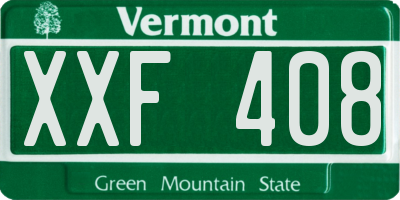 VT license plate XXF408