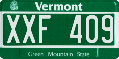 VT license plate XXF409