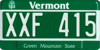VT license plate XXF415