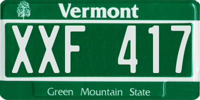 VT license plate XXF417