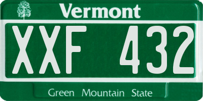 VT license plate XXF432
