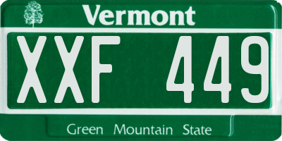 VT license plate XXF449