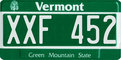 VT license plate XXF452