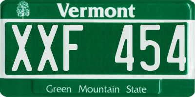 VT license plate XXF454