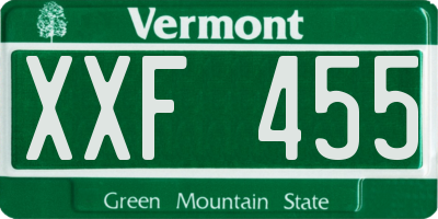 VT license plate XXF455