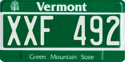 VT license plate XXF492