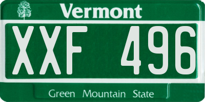 VT license plate XXF496