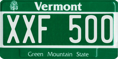 VT license plate XXF500