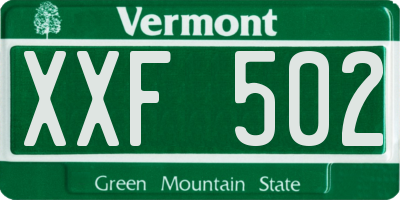 VT license plate XXF502