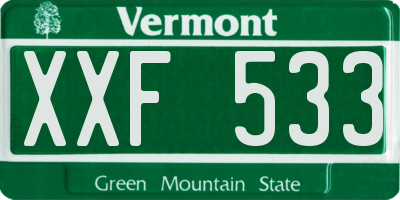 VT license plate XXF533
