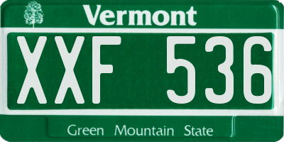VT license plate XXF536