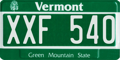 VT license plate XXF540