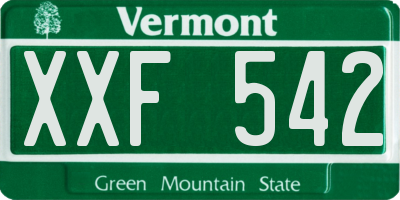VT license plate XXF542