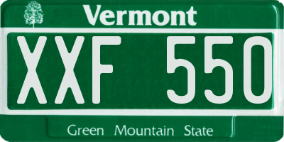 VT license plate XXF550
