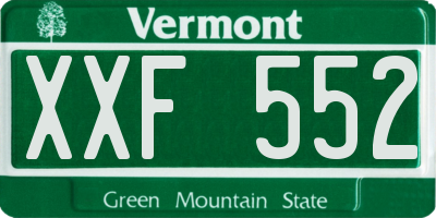 VT license plate XXF552