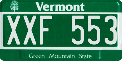 VT license plate XXF553