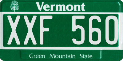 VT license plate XXF560