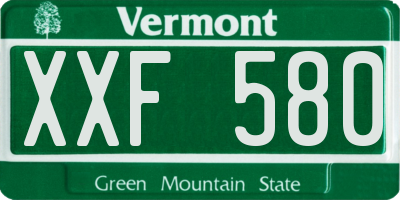 VT license plate XXF580